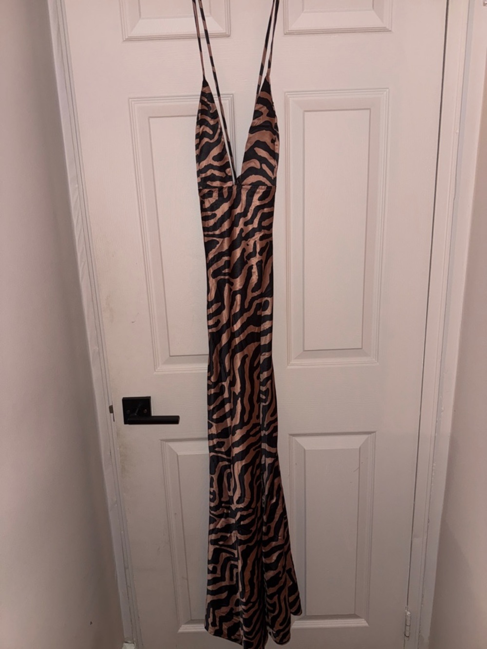 Animal Print Maxi Slip Dress with Spaghetti Straps